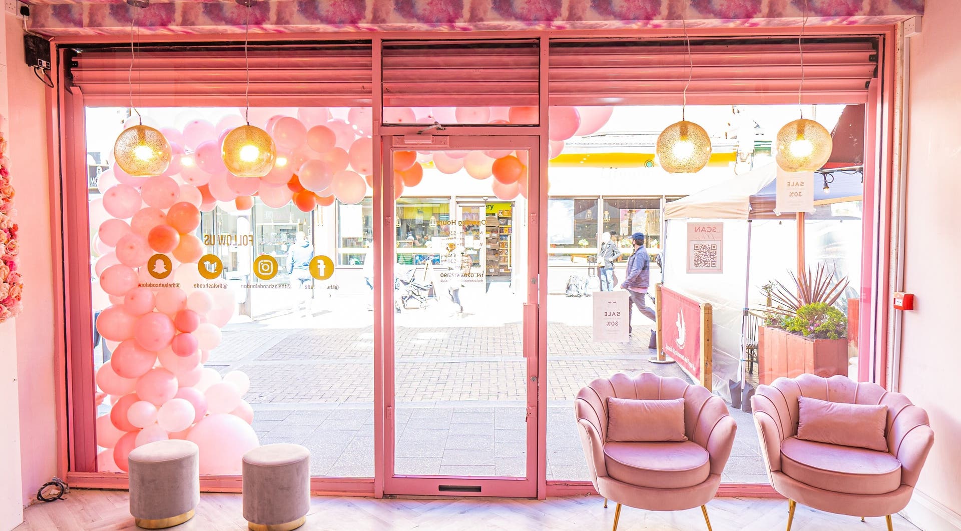 Entrance and seating area inside House of Lashè in Walthamstow
